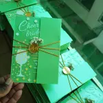Green Half Flip Acrylic Wedding Card